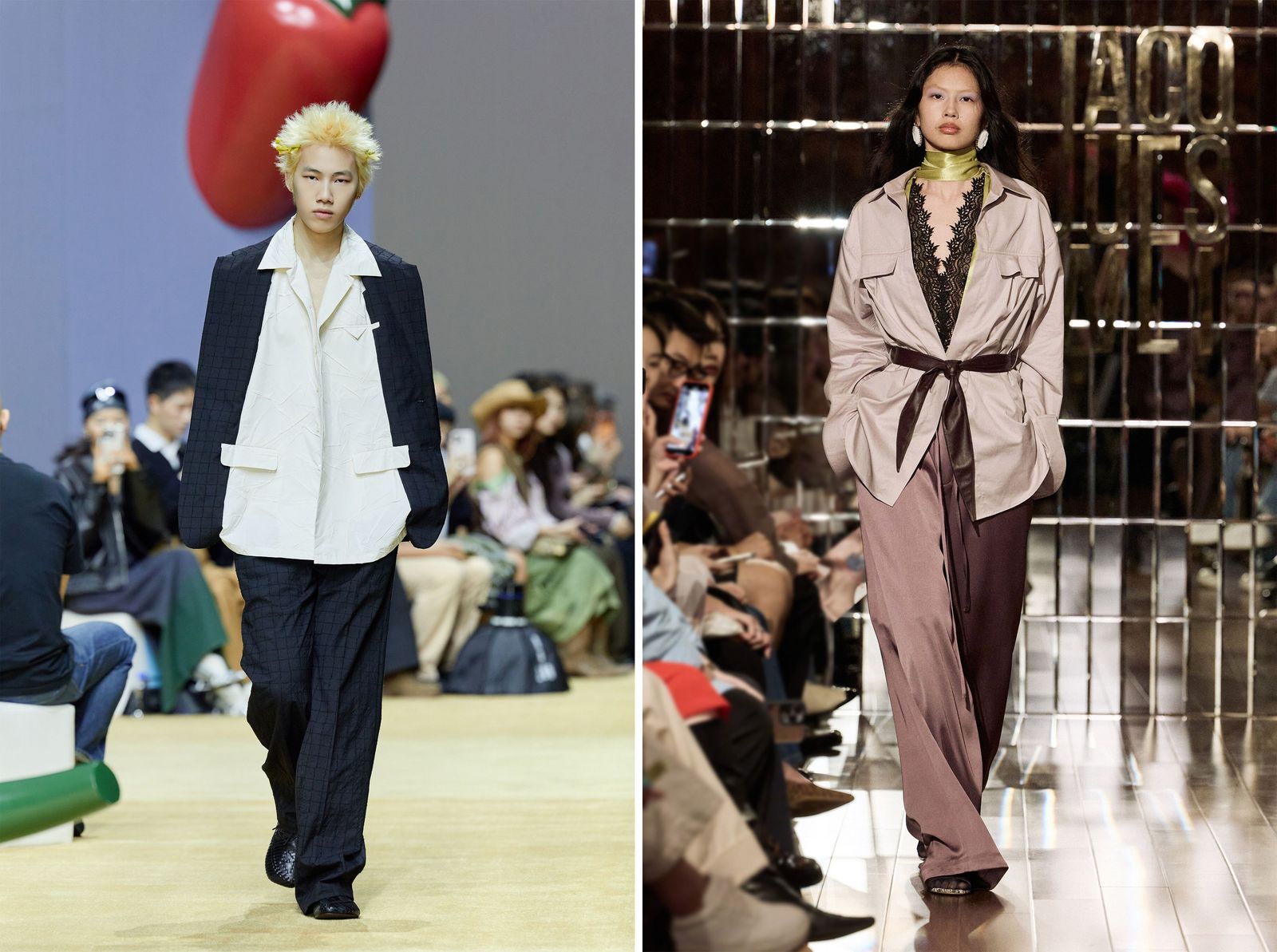 Image may contain clothing, coats, formal suits, fashionable adult gloves, accessories, ties, blazers and jackets