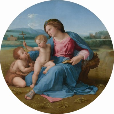 Raphael, Madonna with Child and Saint John the Baptist in Landscape (Alba Madonna) (c. 1509-11)