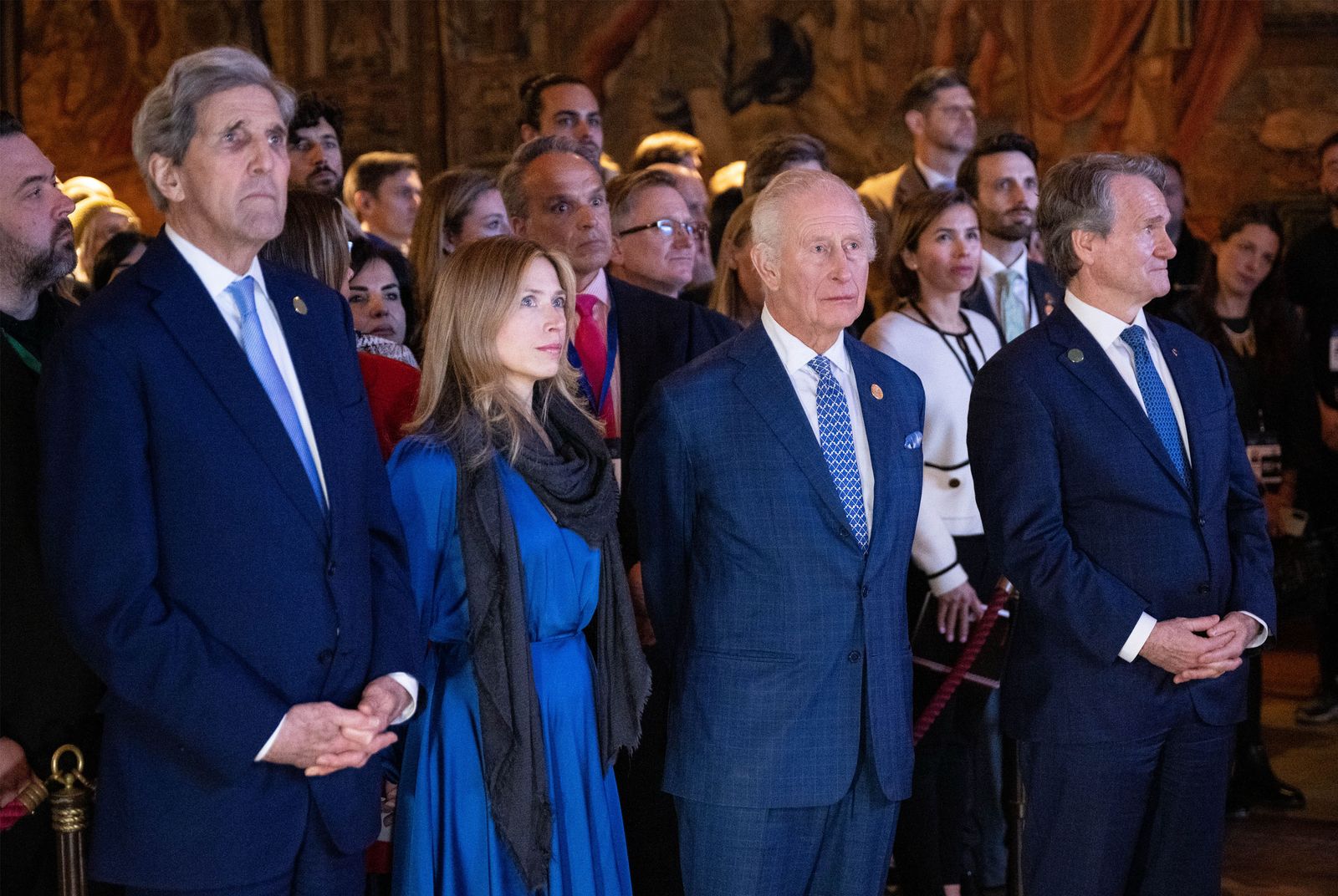 Image may contain Charles Prince of Wales Sophie Marceau Andrej Babić Person Clothing Coat Photobombing and people