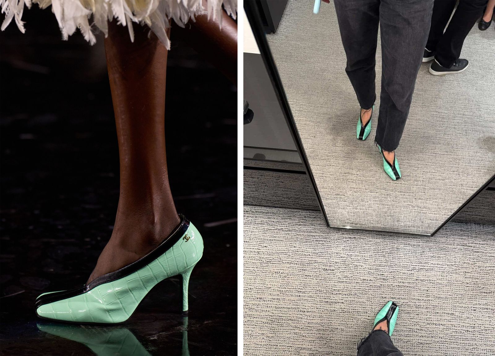 Image may contain clothing, footwear, high heels, adults and people