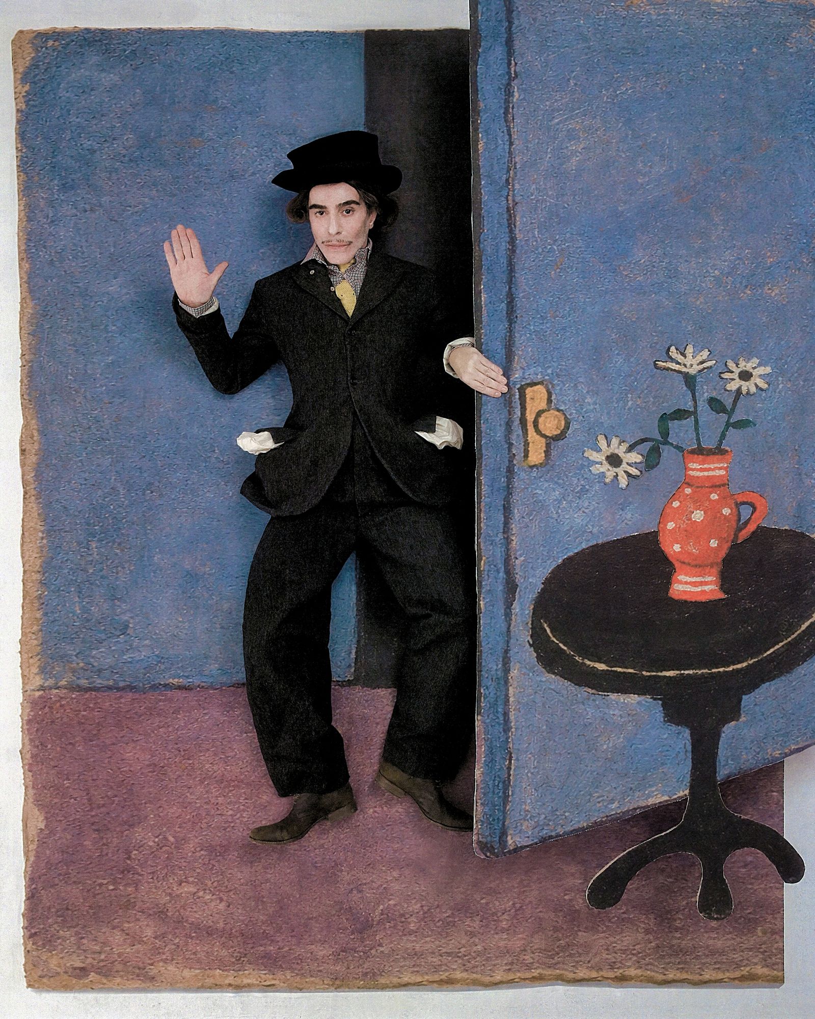 Image may contain John Galliano art painting formal attire adult face head photography portraits and clothing