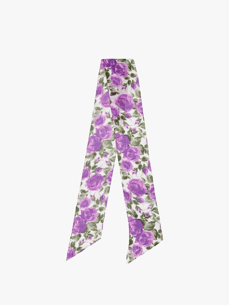 Image may contain: purple, accessories, formal suit, tie, clothes and scarf