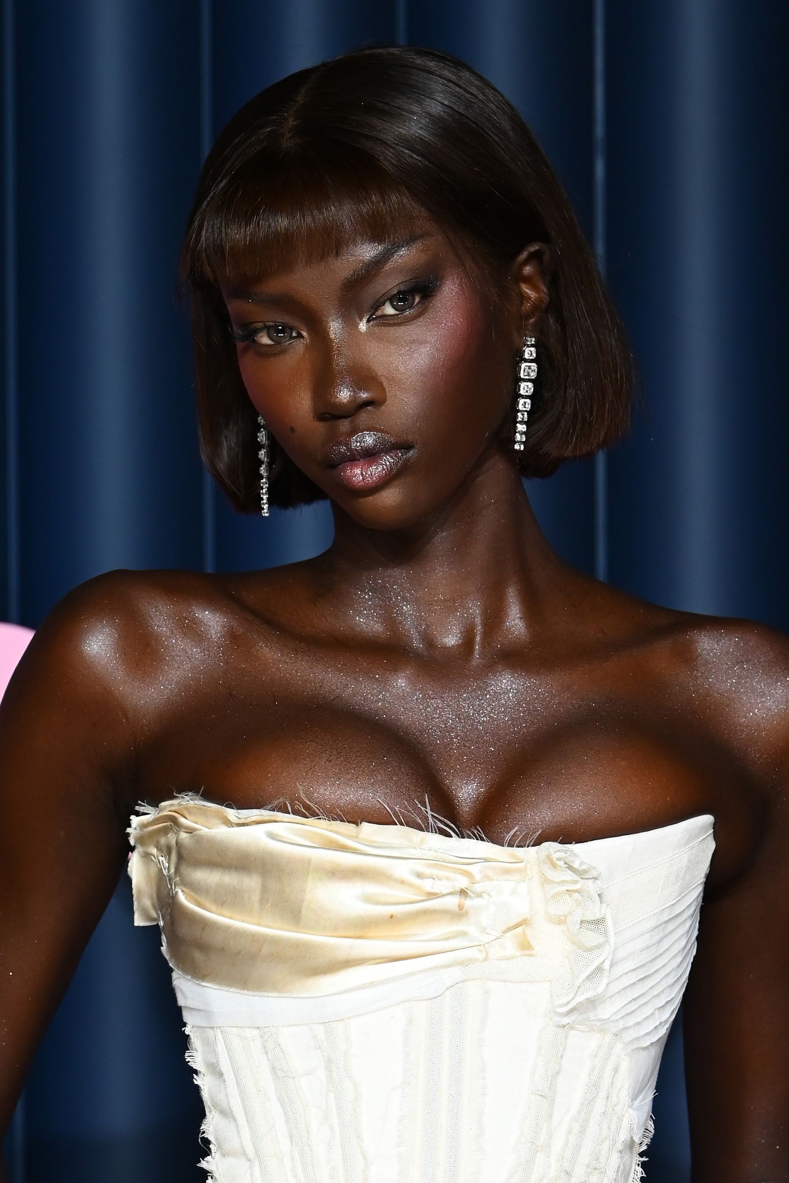 Pictures may contain adult, wedding, fashion accessories, bracelets, jewelry, brunette hair, clothing and dresses