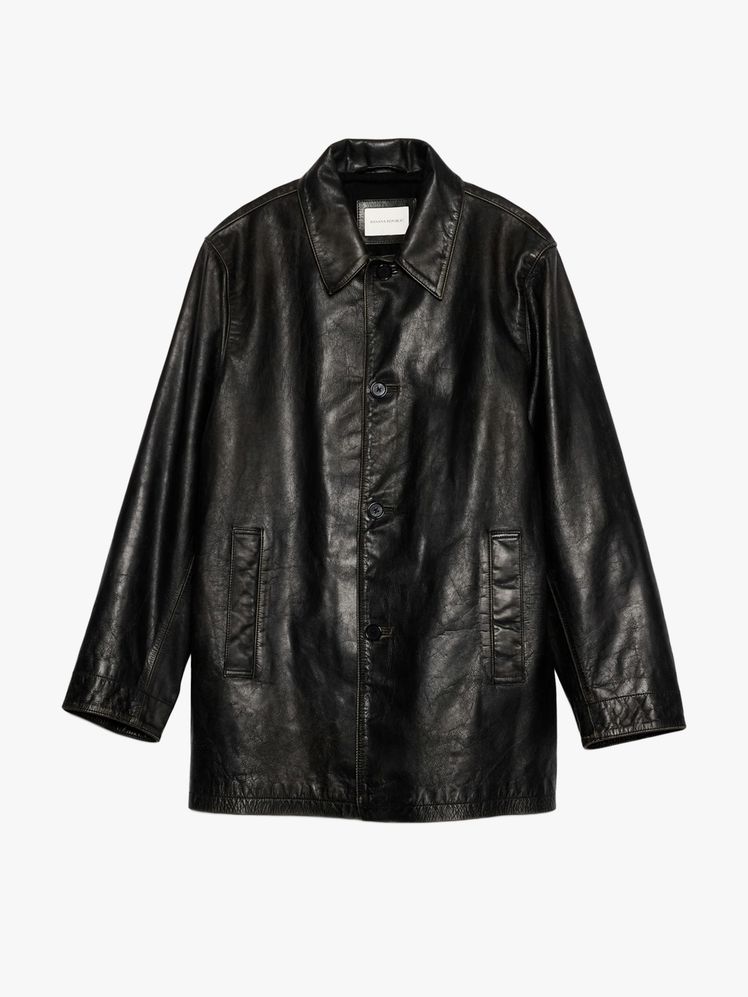 Image may contain: clothes, coats, jackets and leather jackets