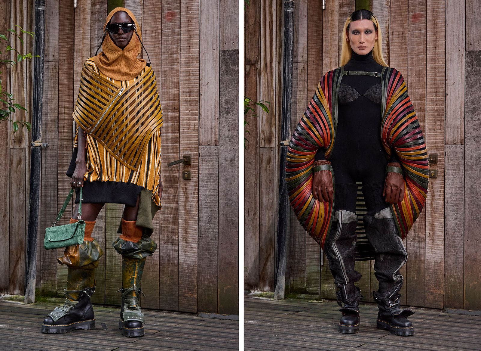 Image may contain fashionable adult capes, clothing, ponchos, footwear and shoes