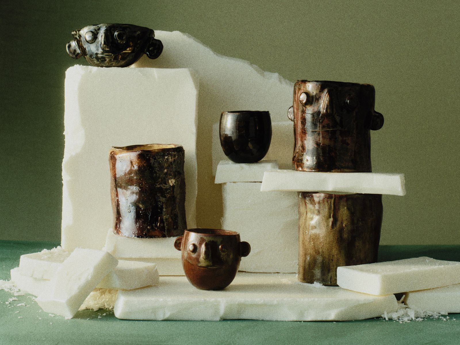 Image may contain cups, pottery, animals, fish and sea life