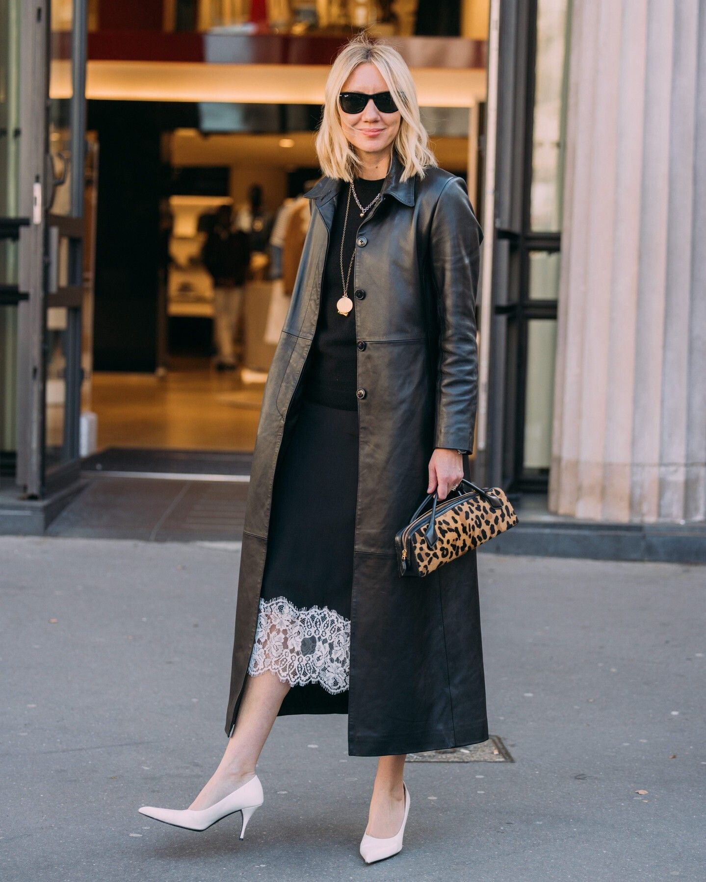 Image may contain clothing, outerwear, footwear, people, coats and high heels