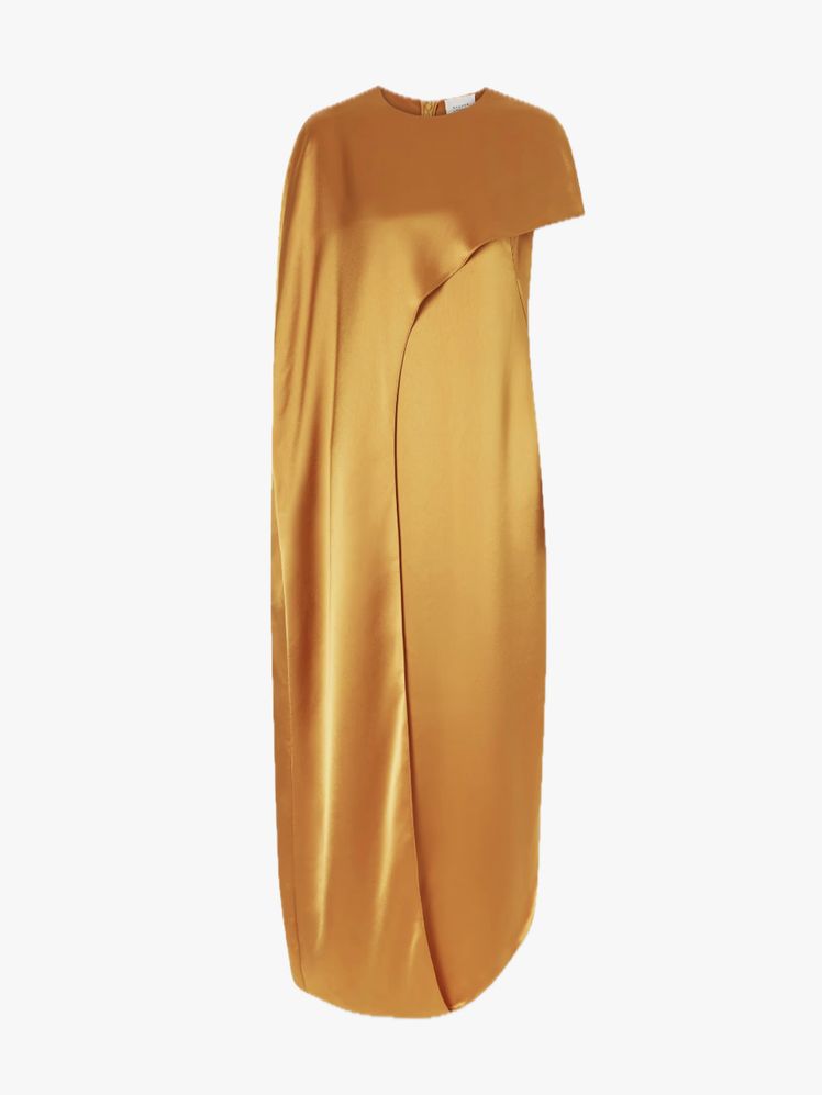 Image may contain: fashion, clothing, dress, shirt, robe and coat