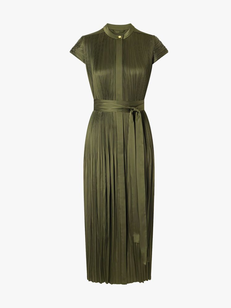 Image may contain: clothing, dress, fashion, formal wear, evening dress, coat and robe