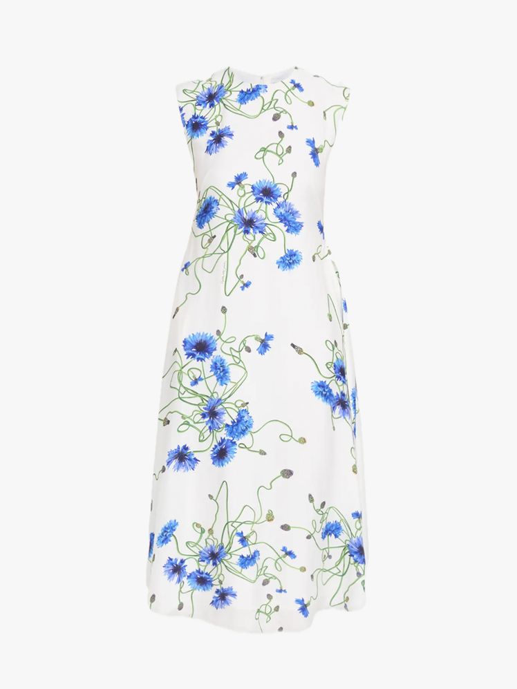 Image may contain: clothing, dress, art, floral design, graphics, pattern and formal wear