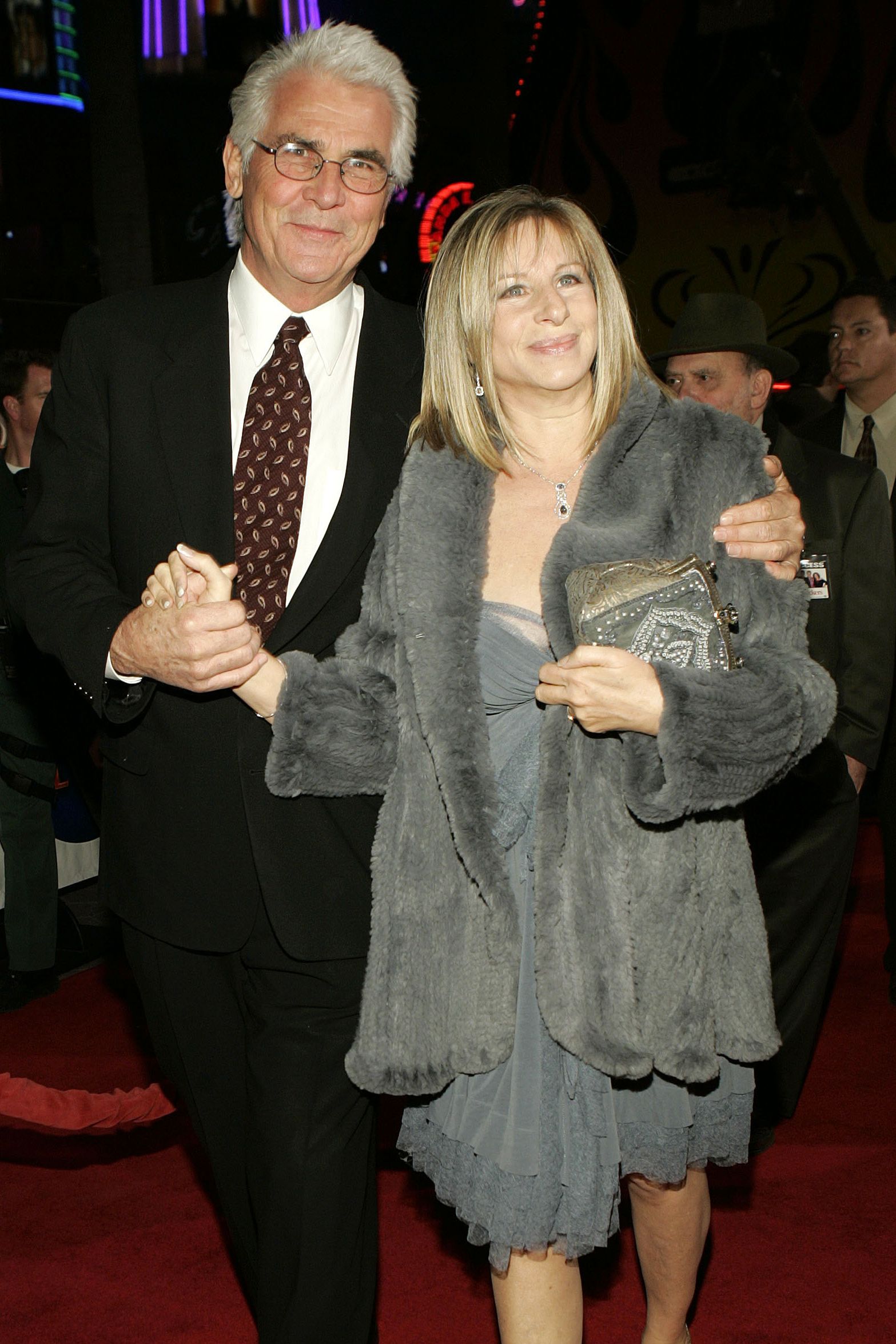 Image may contain James Brolin Barbra Streisand Fashion Blazer Clothing Jackets Premiere Adults and People