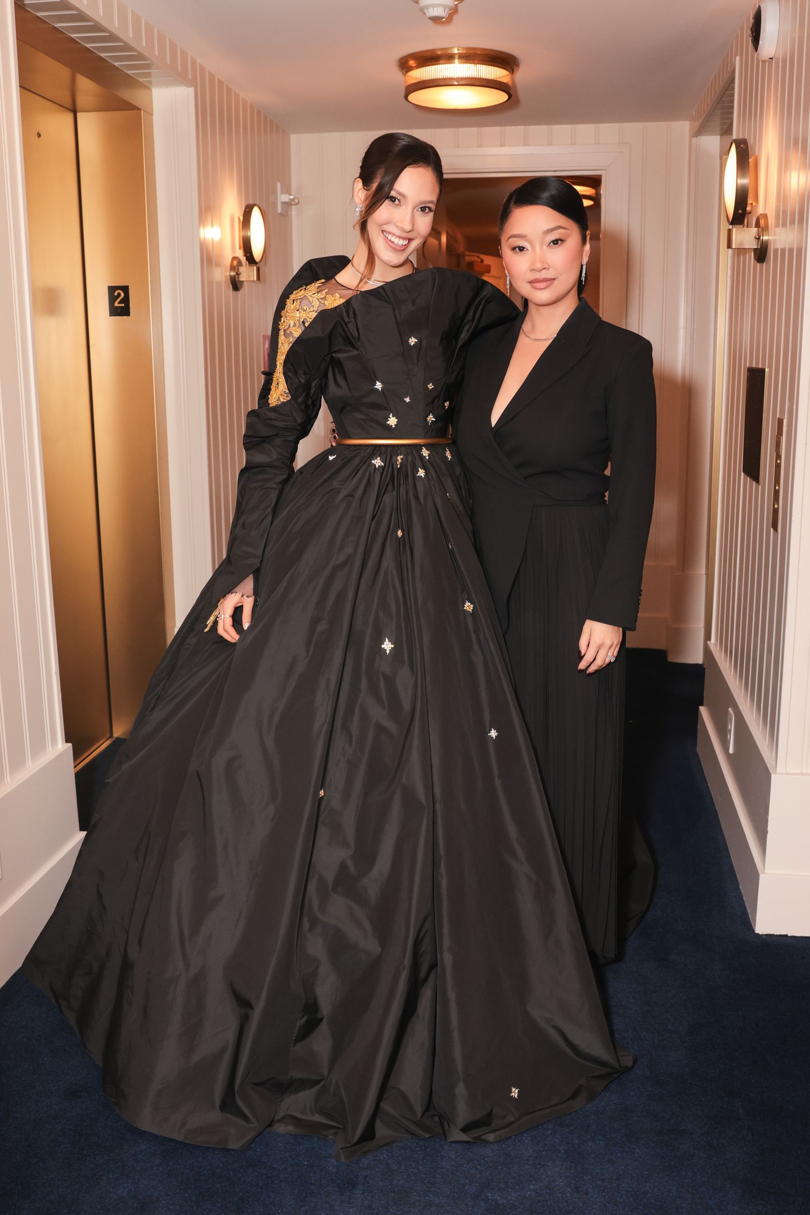 Image may contain Lana Condor Clothing Dresses Formal Fashion Dresses Jackets Evening Dresses Adults and Weddings