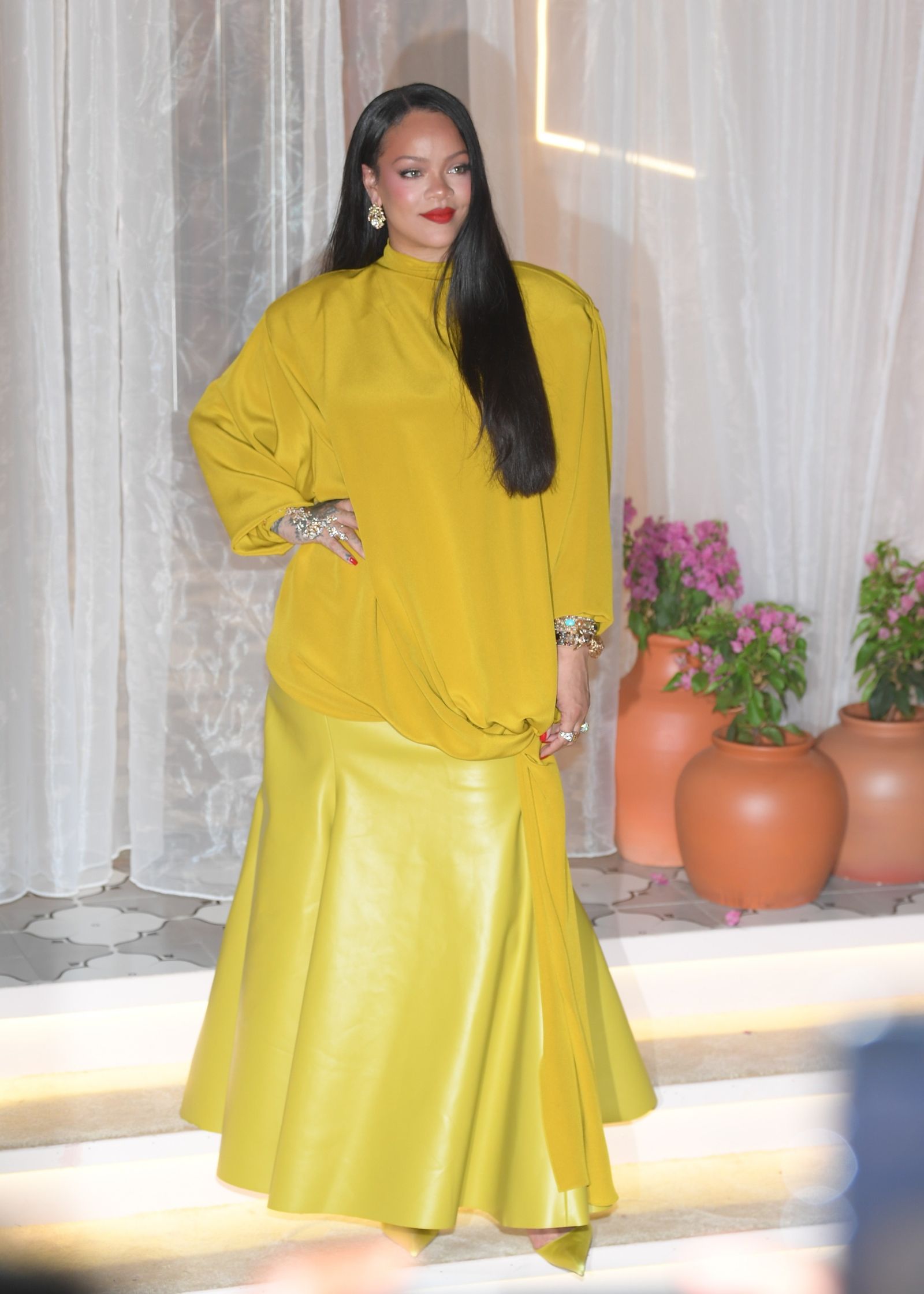 Mumbai, India Rihanna lit up the room in a striking yellow ensemble as she attended the Fenty Beauty launch event in Mumbai.