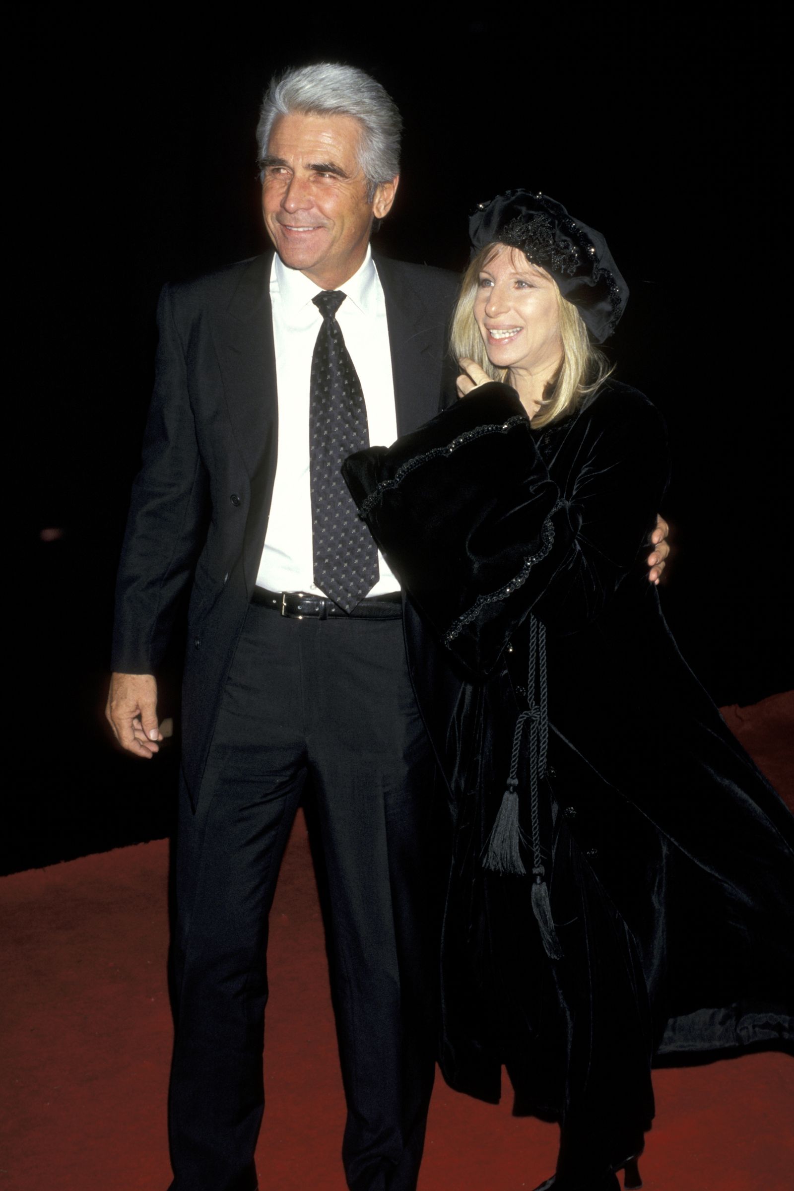 Image may contain James Brolin Barbra Streisand fashion clothing jacket blazer formal suit face and head