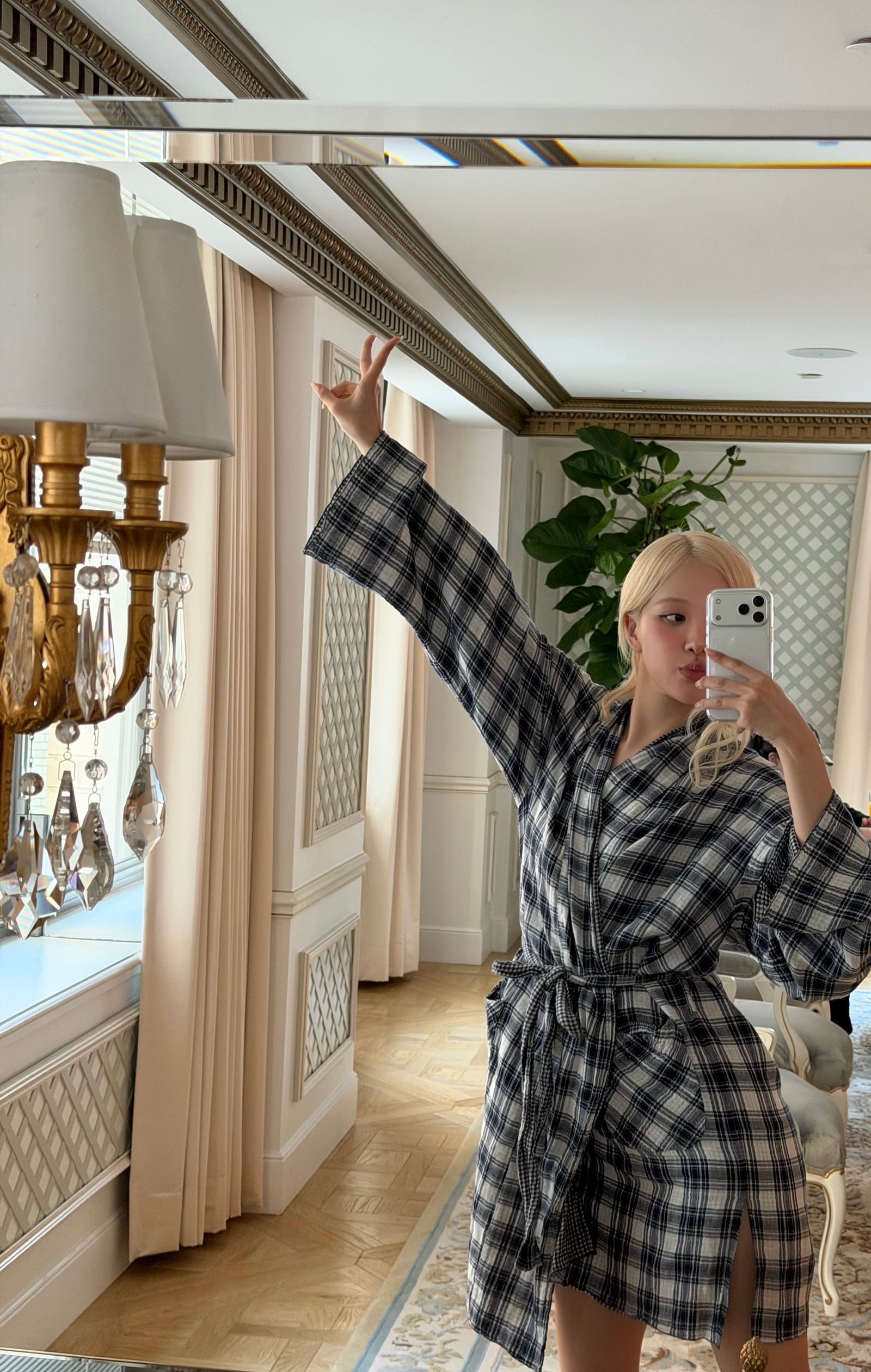 Image may contain interior design lights and people