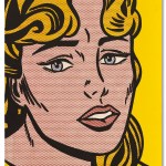 One painting shows a blond white woman with a concerned expression.