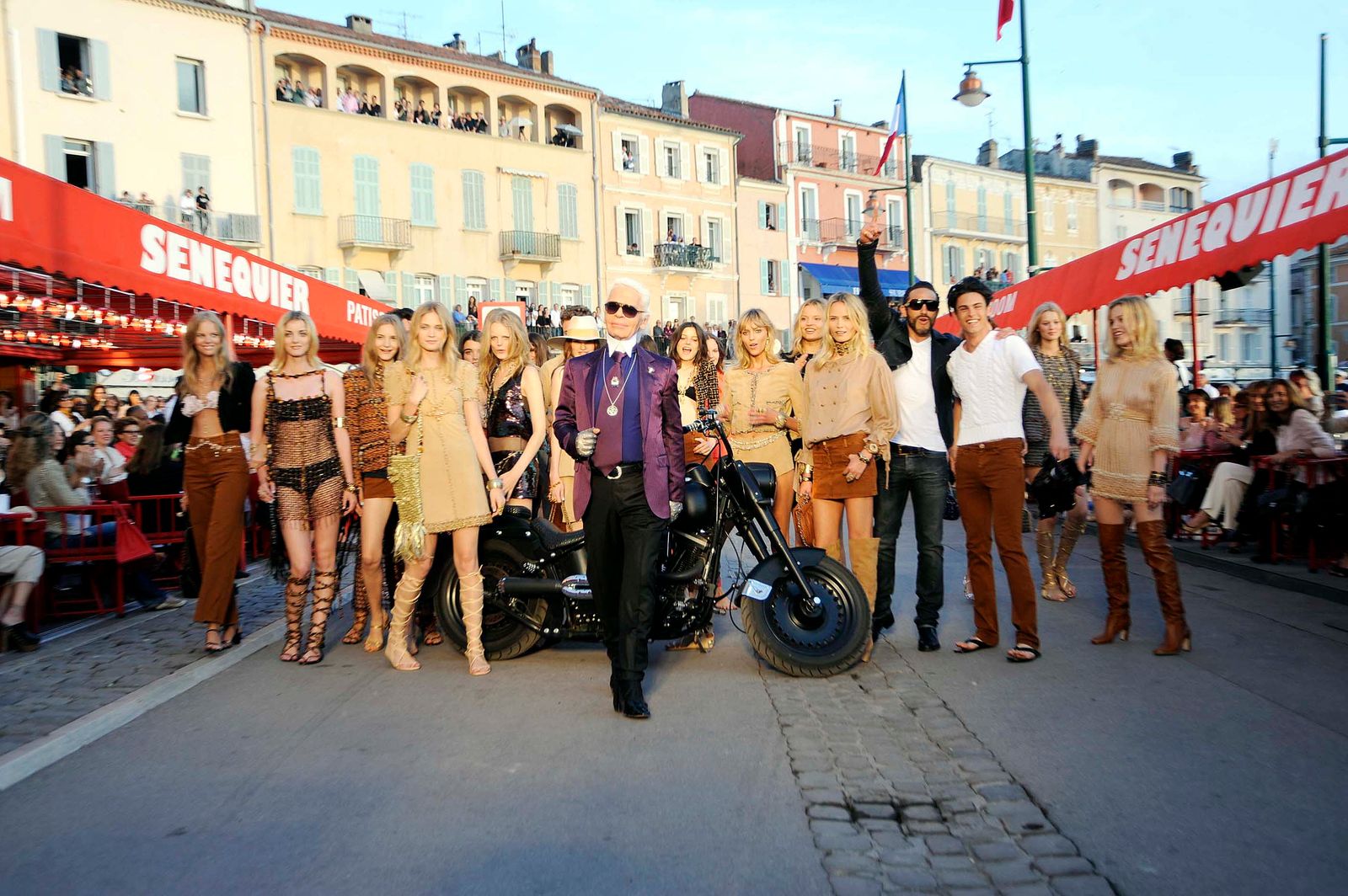 Image may contain Karl Lagerfeld, Baptiste Giabiconi, Natasha Poly, Kathleen Munroe, Hanne, Gaby Odiele and Anja Rubik