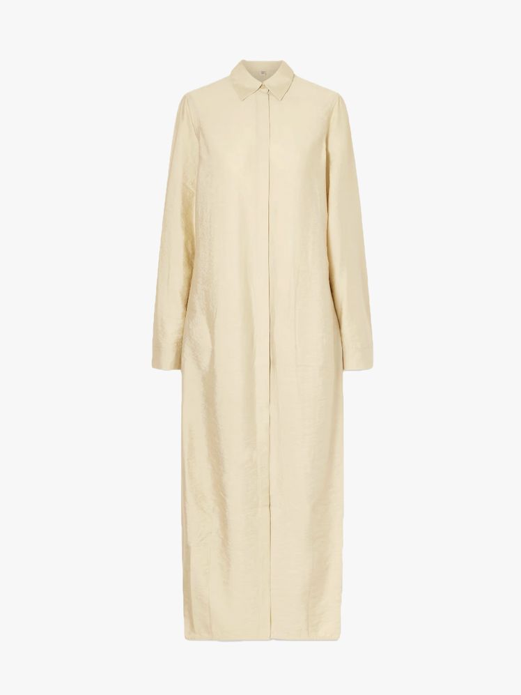 Image may contain: clothing, coat, lab coat, home decor, linen, fashion, long sleeves and sleeves