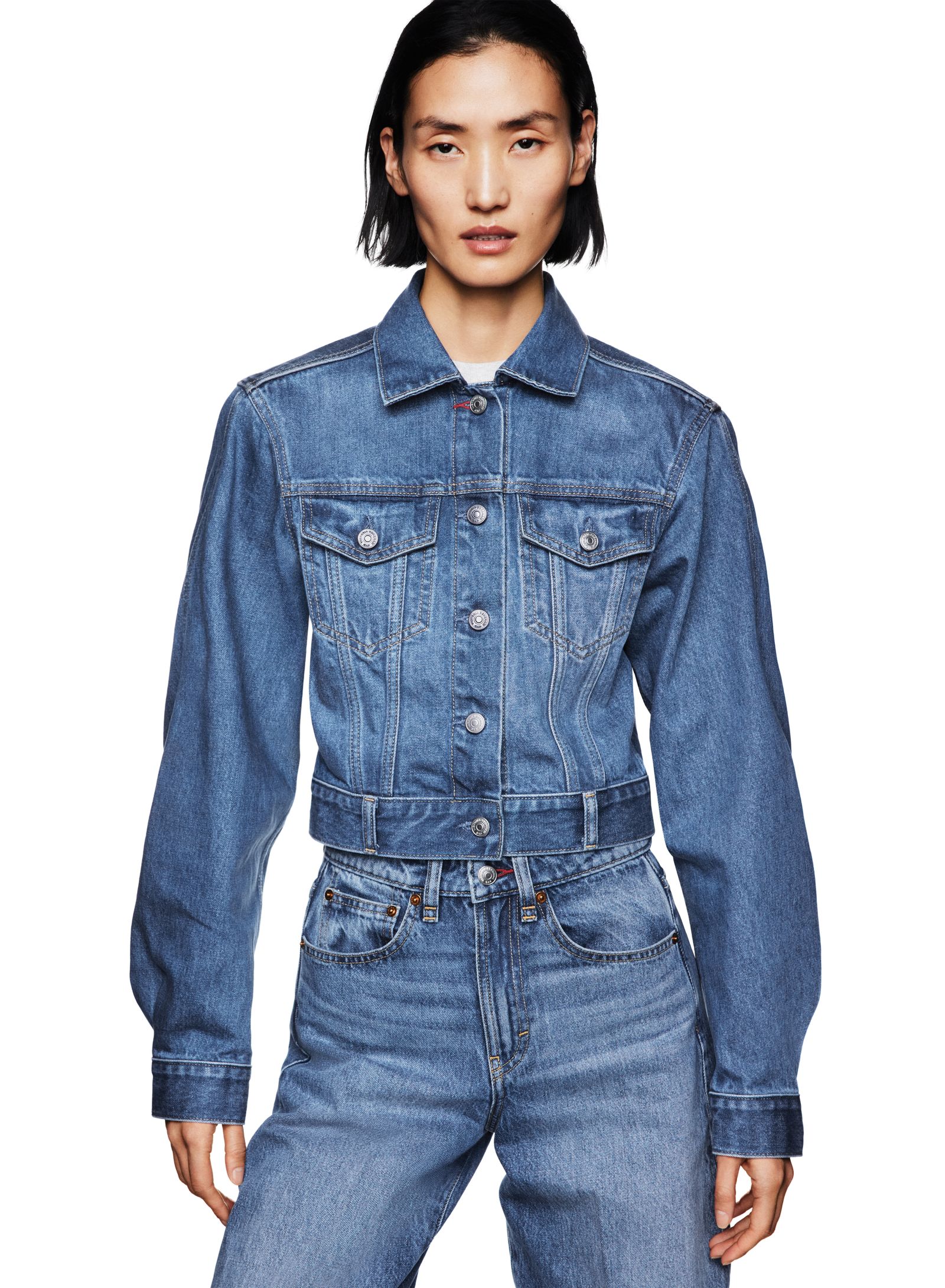 Image may contain Park Kyunglim clothing pants jeans vest coat jacket long sleeves and sleeves