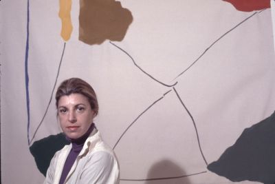 American abstract expressionist painter Helen Frankenthaler photographed in her New York studio in 1971. (Photo by Jack Mitchell/Getty Images)