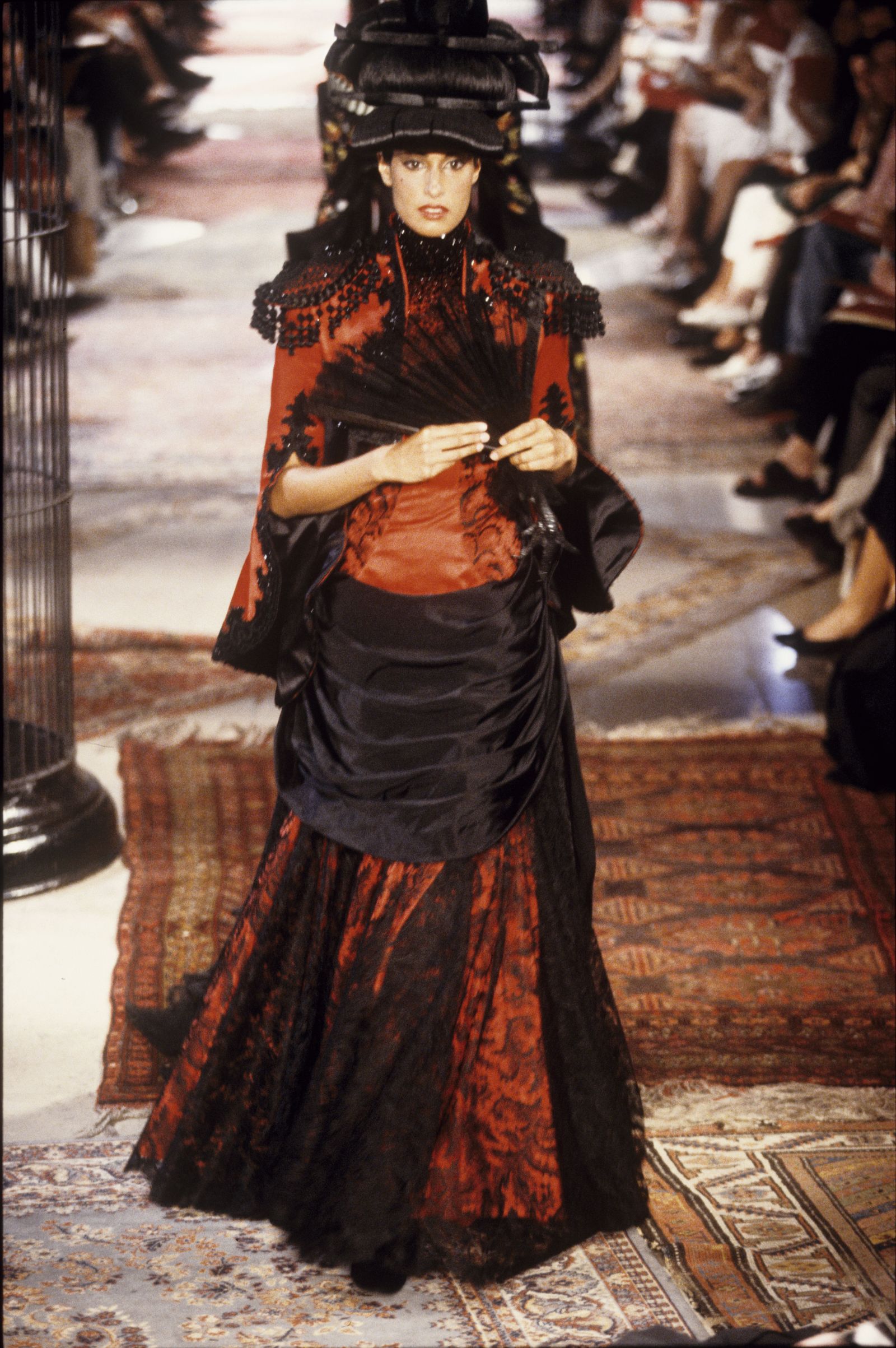 Image may contain Yasmeen Ghauri people adult clothing clothing fashion face and head
