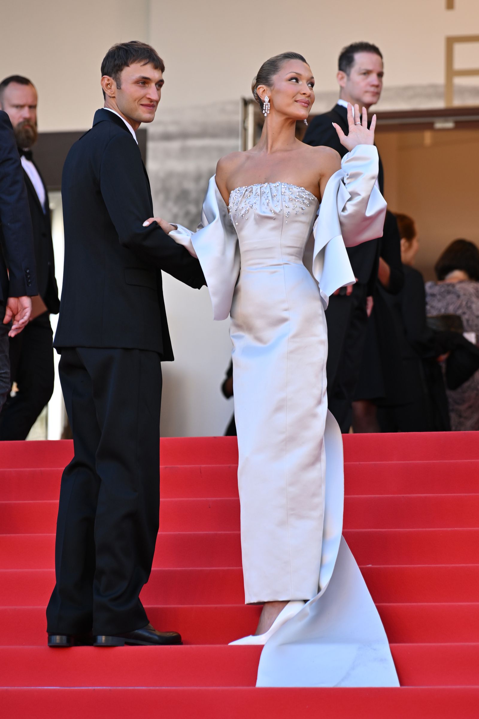 Image may contain Bella Hadid Itay Tiran Fashionable Adult Wedding Outfits Dresses Formal Dresses and Coats