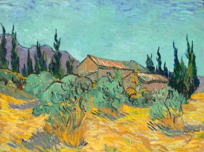 Vincent van Gogh, Wood Cabins Among the Olive Trees and Cypresses, 1889