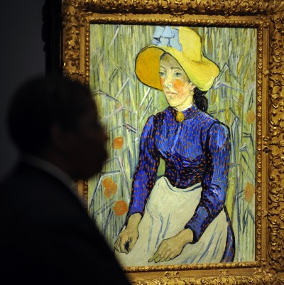 Vincent van Gogh, Peasant Woman Against a Background of Wheat(1890) in the exhibition “Women," Sotheby's New York, April 1, 2009