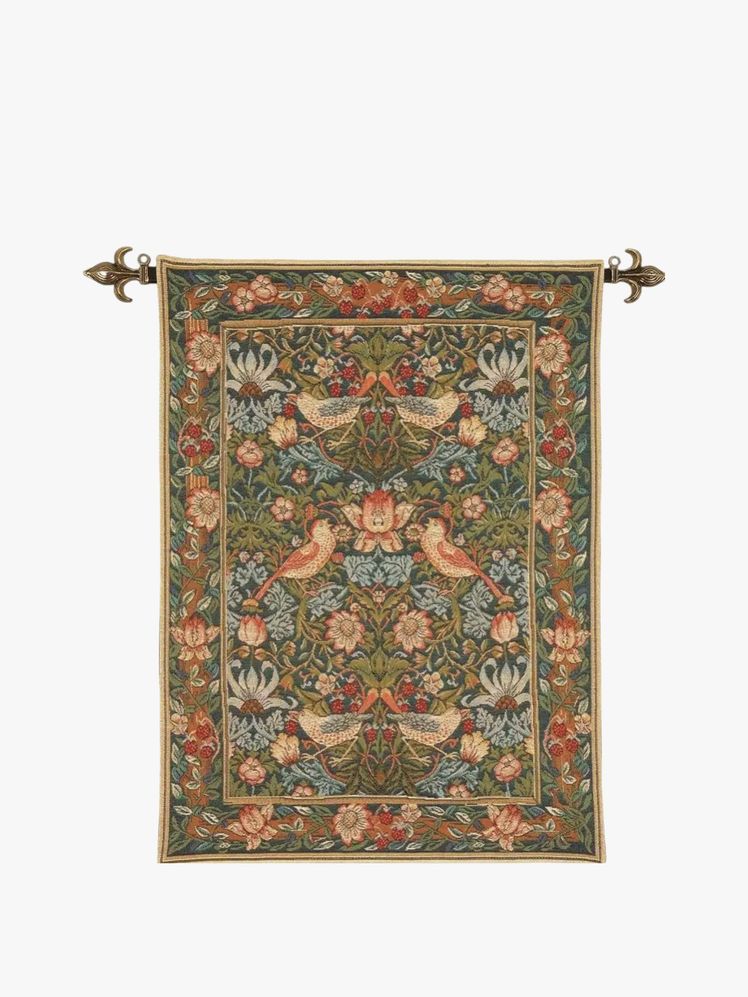 Image may contain: home decor, rug, accessories, art, ornament, tapestry, animals and bird