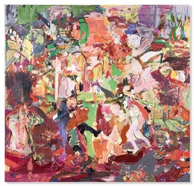 Colorful square abstract painting with bold strokes