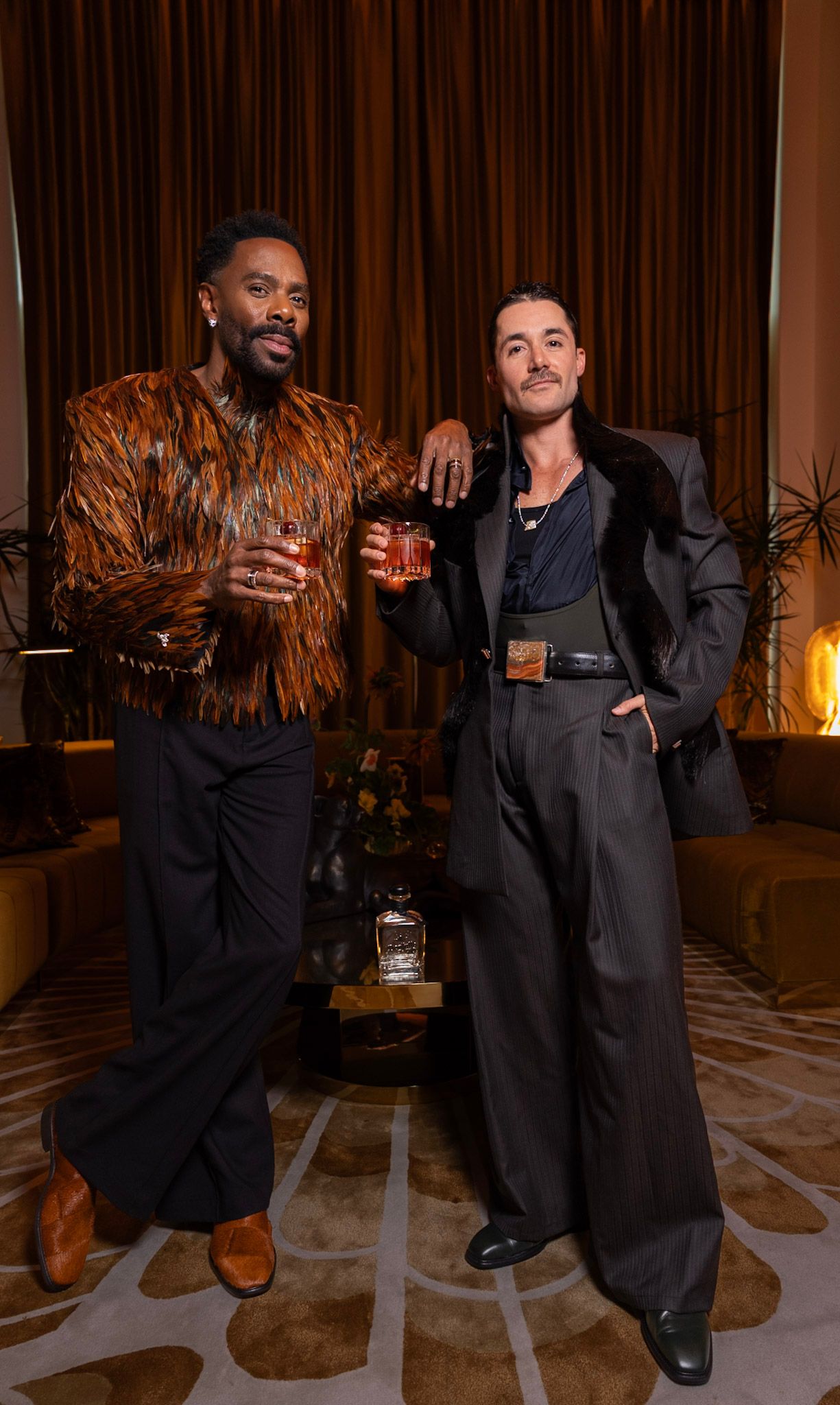 Image may contain Colman Domingo Frankie J. Alvarez Adult Apparel Outerwear Fun Party Face Heads and Accessories