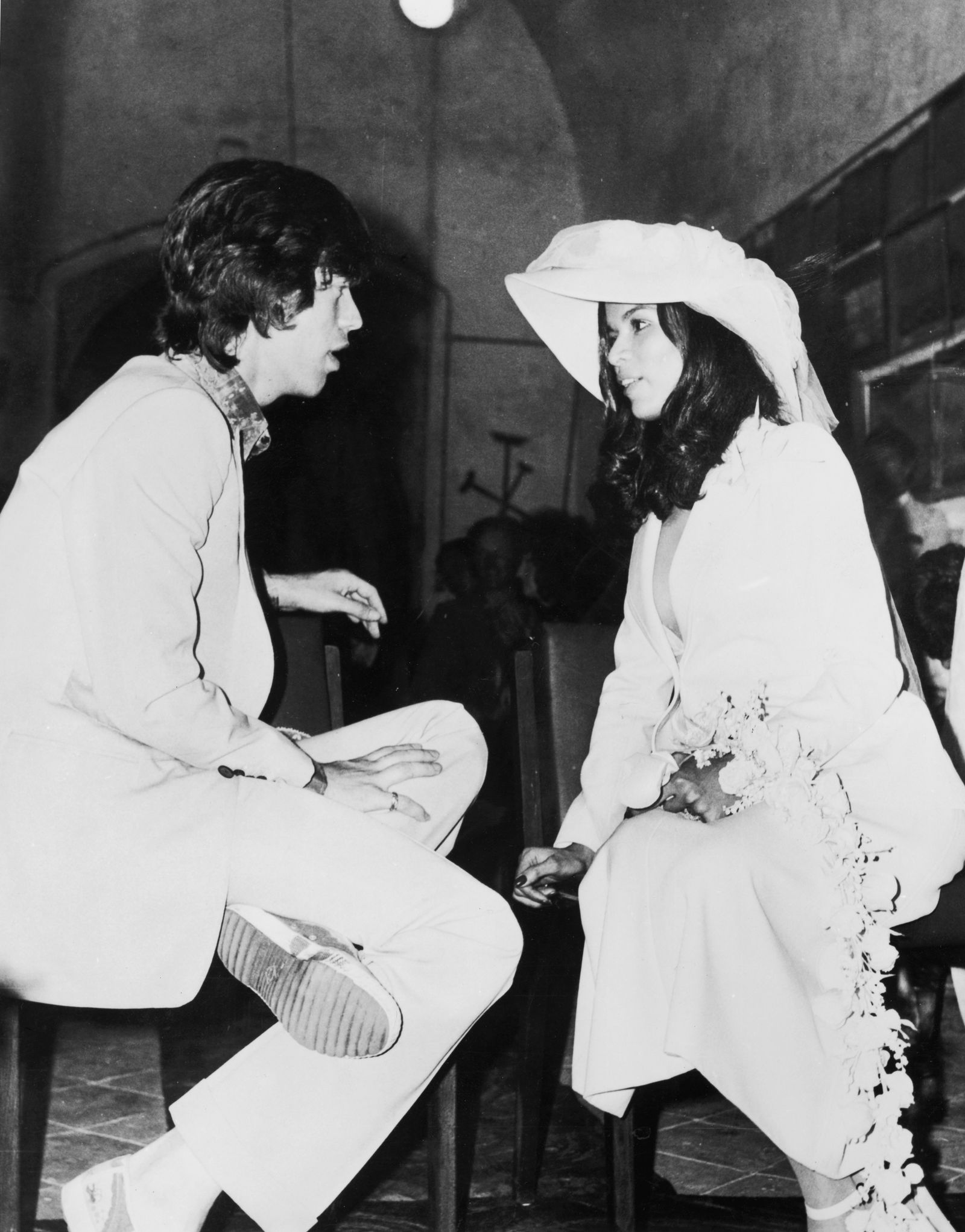 Rolling Stones singer Mick Jagger with his new bride Bianca PrezMora Macías at Sainte-Anne Church in Saint-Tropez...