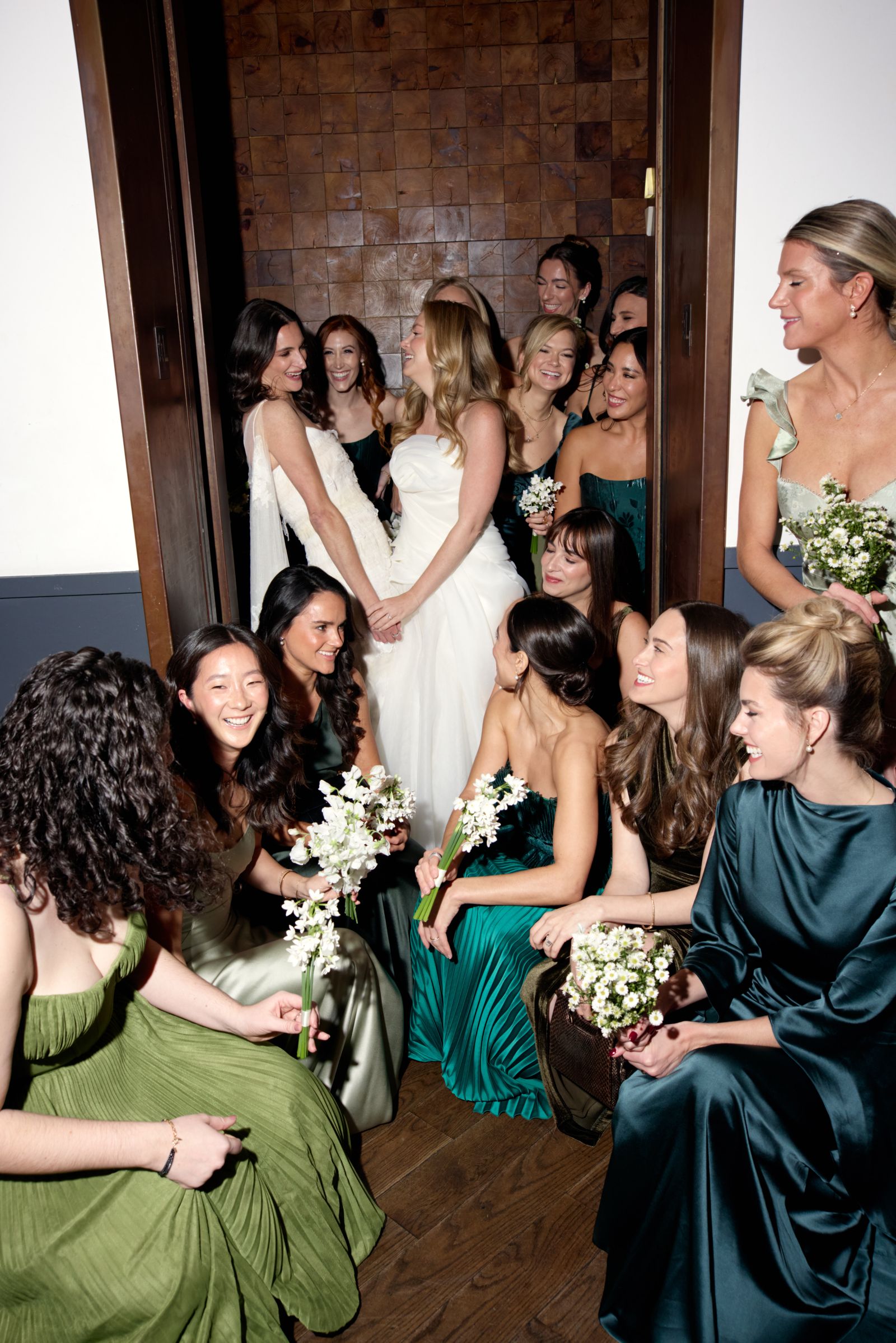 Image may contain Vanessa Hessler Cheryl Pounder Melody Nicole Cabell Zoe Cassavetes Adults and Bridesmaids