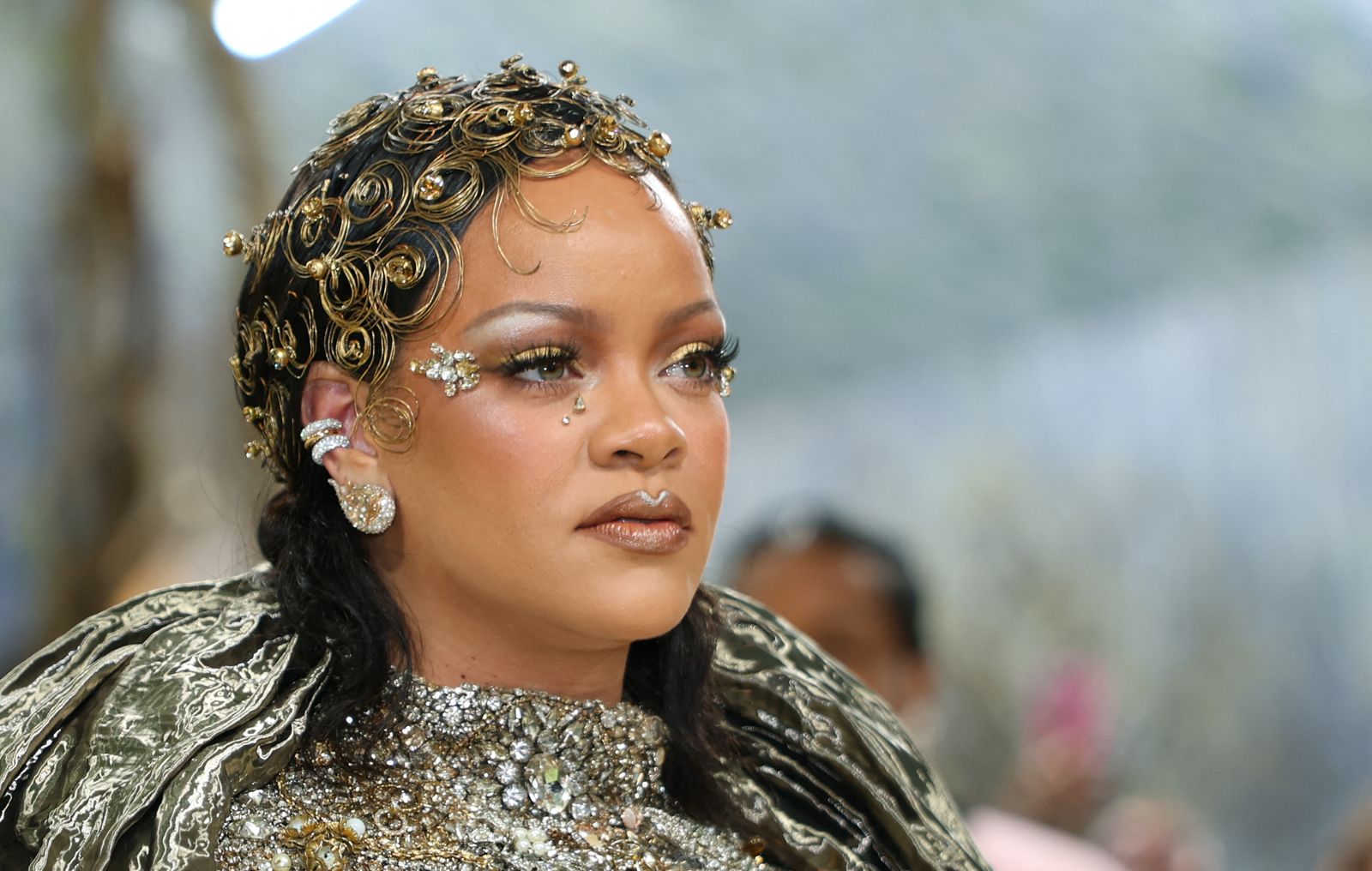 Barbadian singer Rihanna arrives at the Metropolitan Museum of Art in New York for the 2026 Met Gala, celebrating the art of costume.