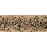 A long, horizontal abstract piece composed of tangles of black paint.