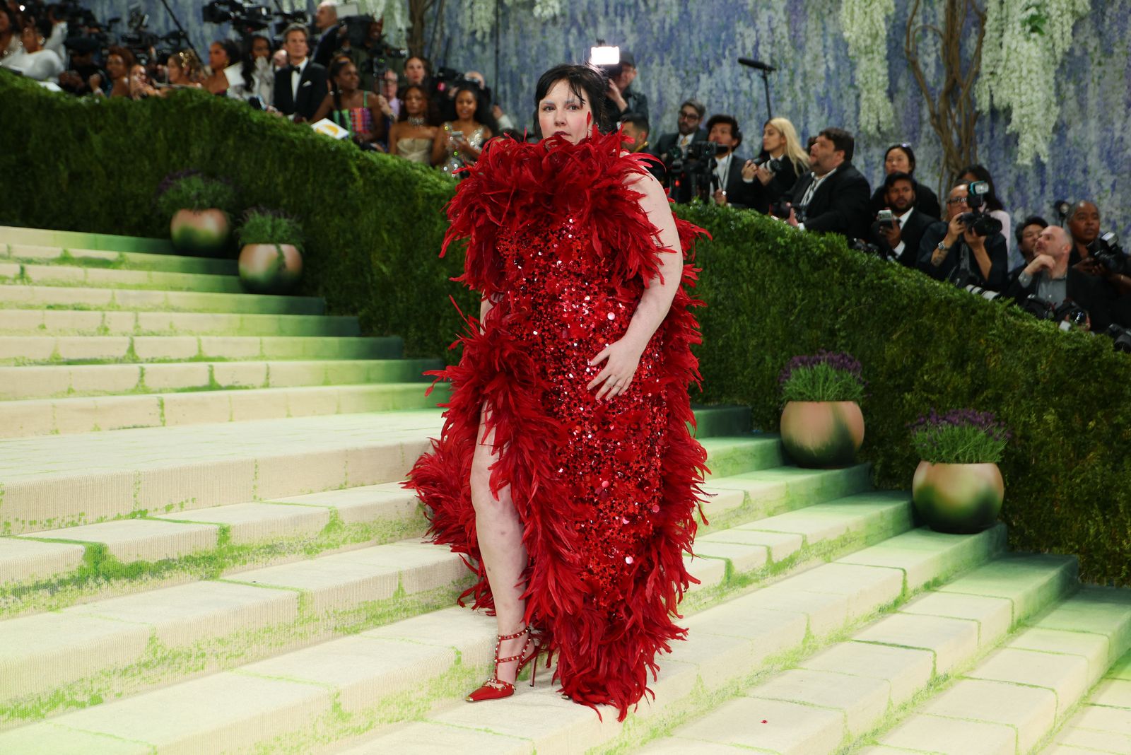 Image may contain Lena Dunham Gary Albright Vahid Talebloo Kai N. Ture Person Adult Fashion Clothing and Dresses