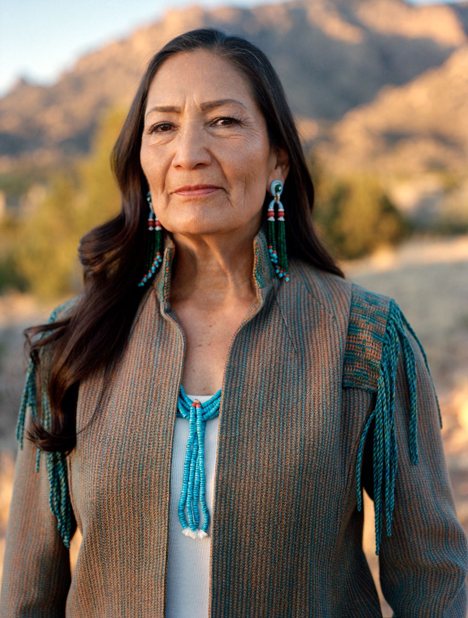 Image may contain Deb Haaland's profile picture, adult clothing and scarves