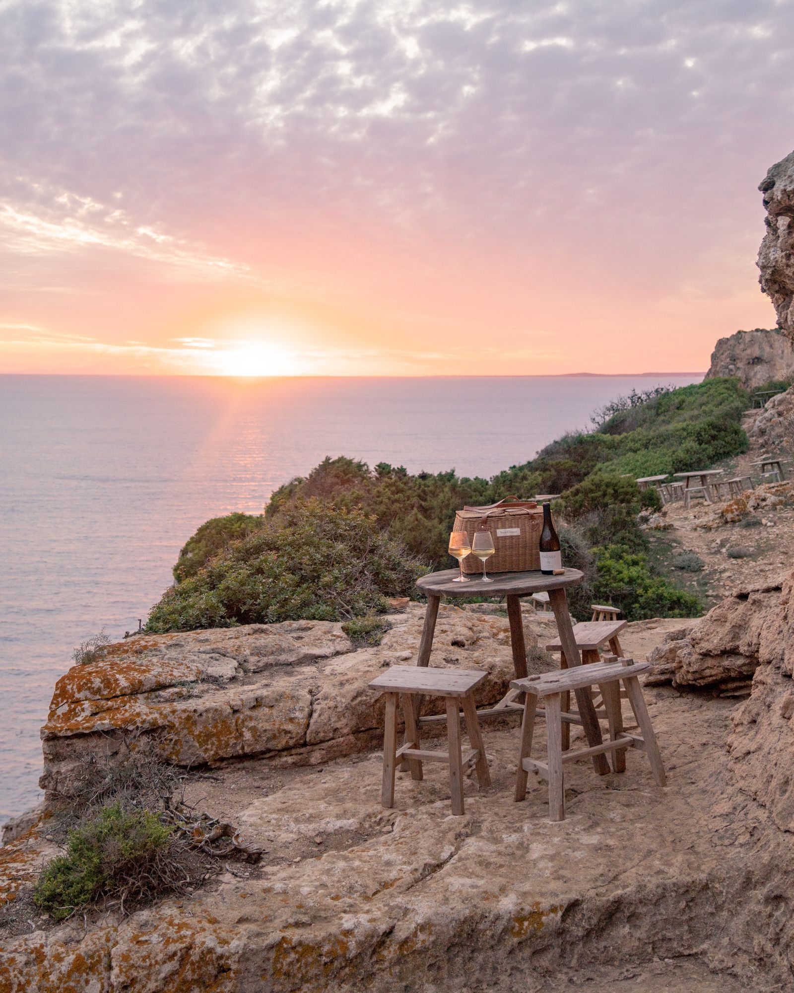 Pictures may contain nature, outdoor scenery, rocks, sky, cliffs, horizon, sea water, benches, furniture, beaches and coasts