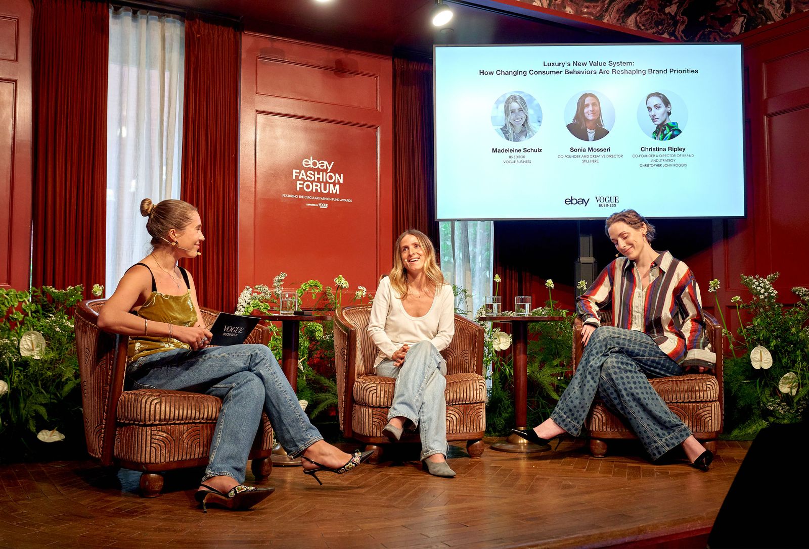Image may contain Cammi Granato clothing, pants, adult, sitting, shoes, shoes, jeans, high heels and people